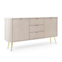 Beige riflet kommode på gylne ben, 168 cm CALMA